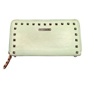 NWOT Rebecca Minkoff mint studded zip around continental wallet MSRP $165